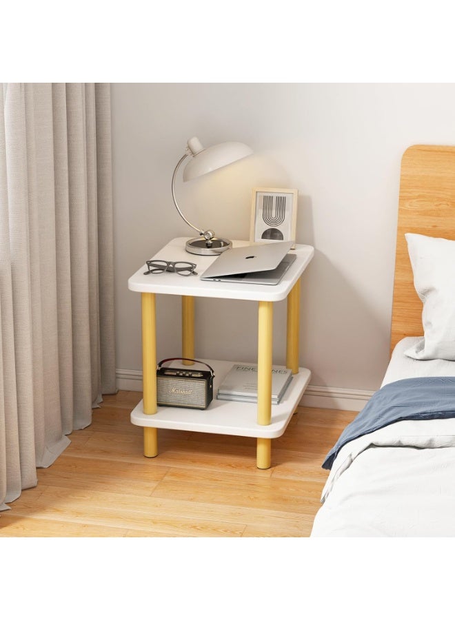 Side Table,Sode Table,End Table,Side Table with Storage Shelf,nightstand for Small Spaces,Bedroom,Living Room,Sofa,Entryway,Easy Assembly,White & Natural - Image 2